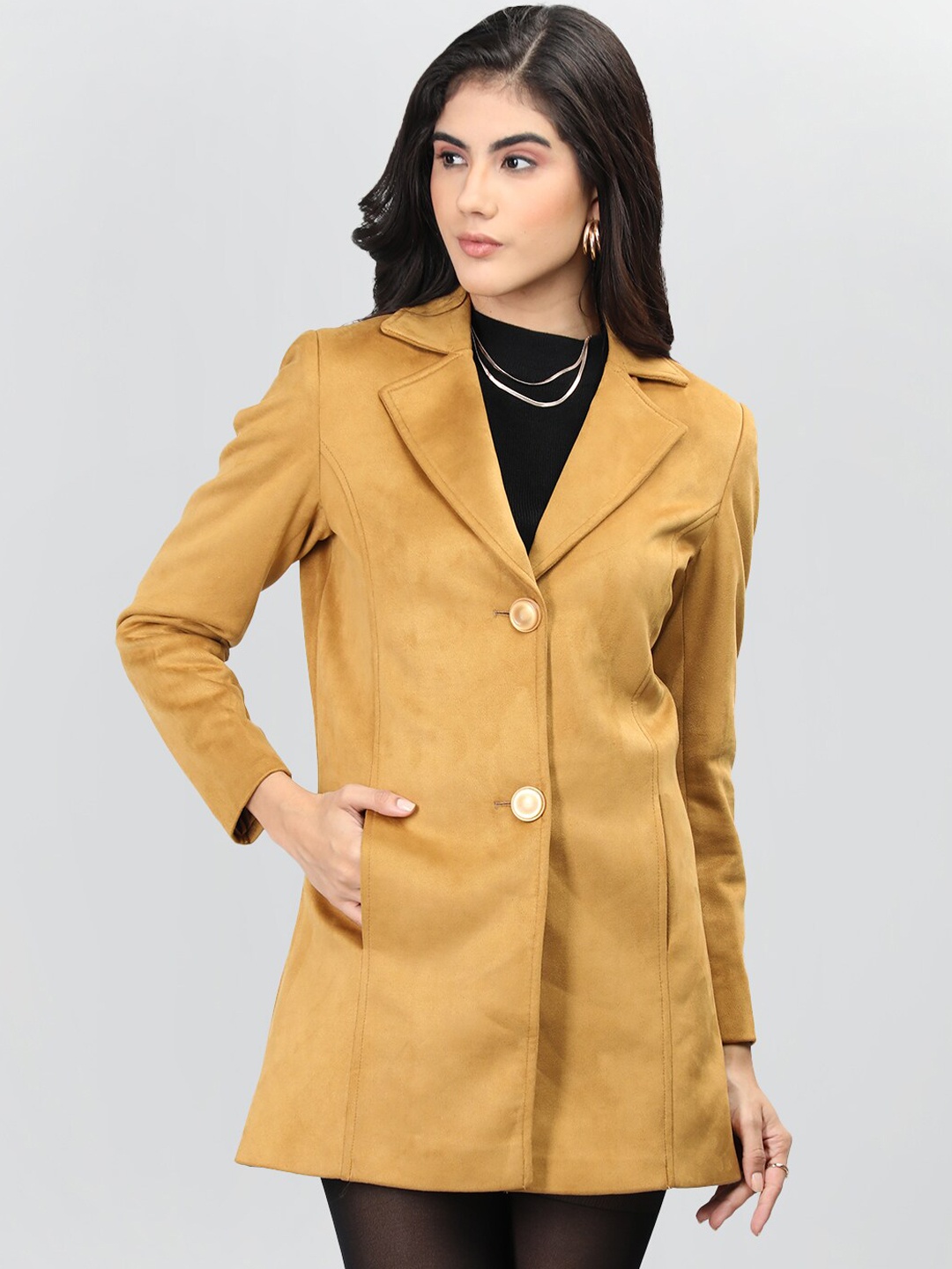 

LURE URBAN Single-Breasted Wool Longline Overcoat, Mustard