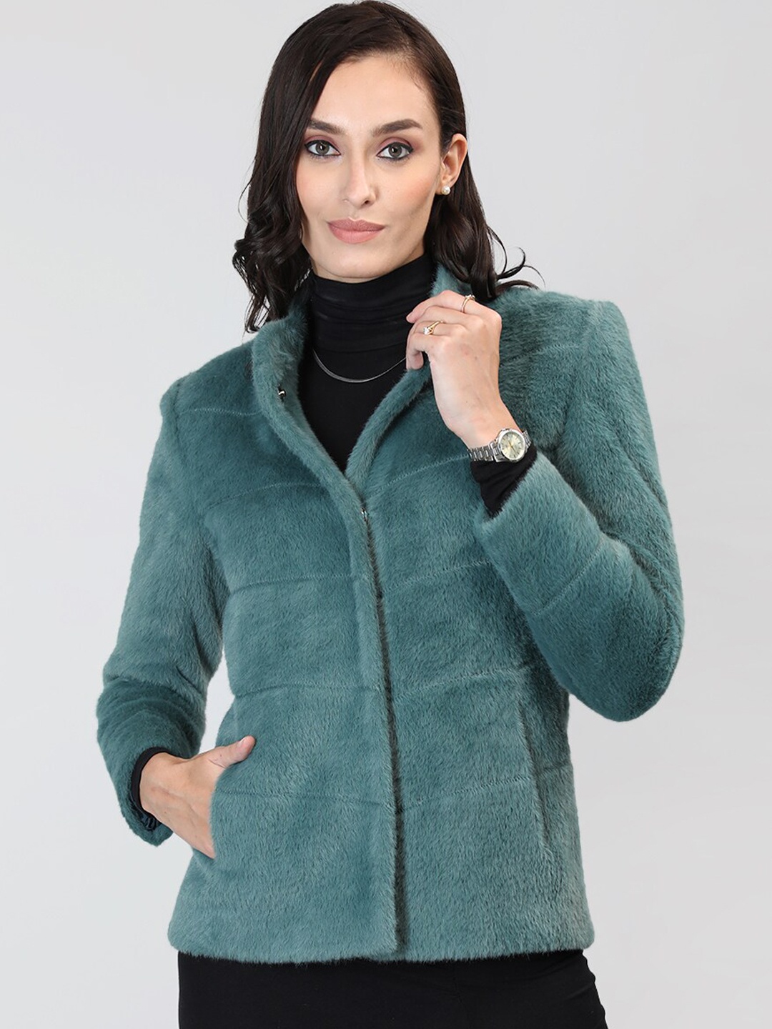 

LURE URBAN Single-Breasted Wool Overcoat, Green