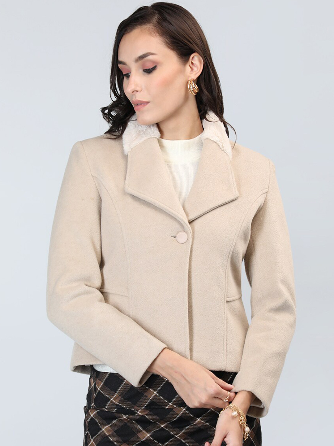 

LURE URBAN Single-Breasted Wool Overcoat, Brown