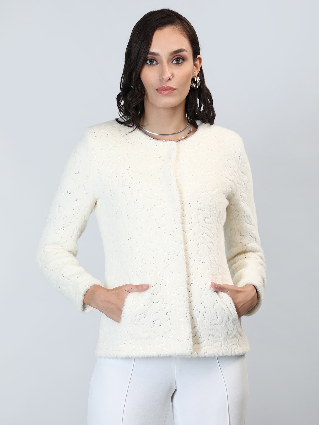 

LURE URBAN Single-Breasted Woolen Overcoat, Off white