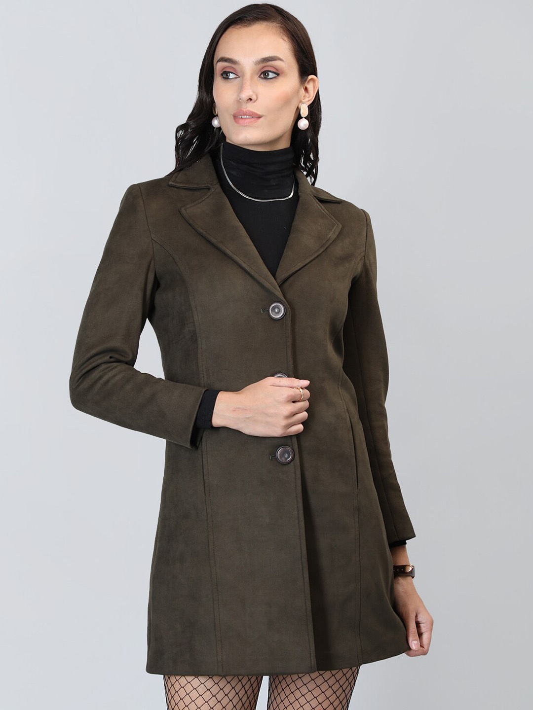 

LURE URBAN Single-Breasted Wool Overcoat, Olive