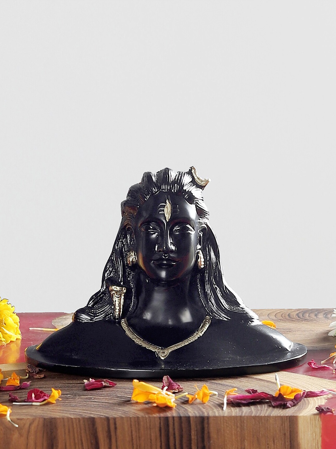 

Two Moustaches Black Brass Adiyogi Shiva Idol Showpiece