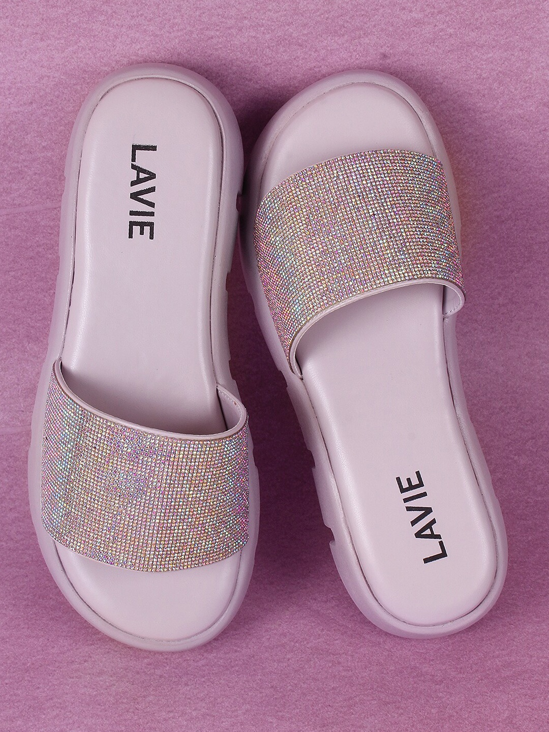

Lavie Purple Embellished Platform Sandals