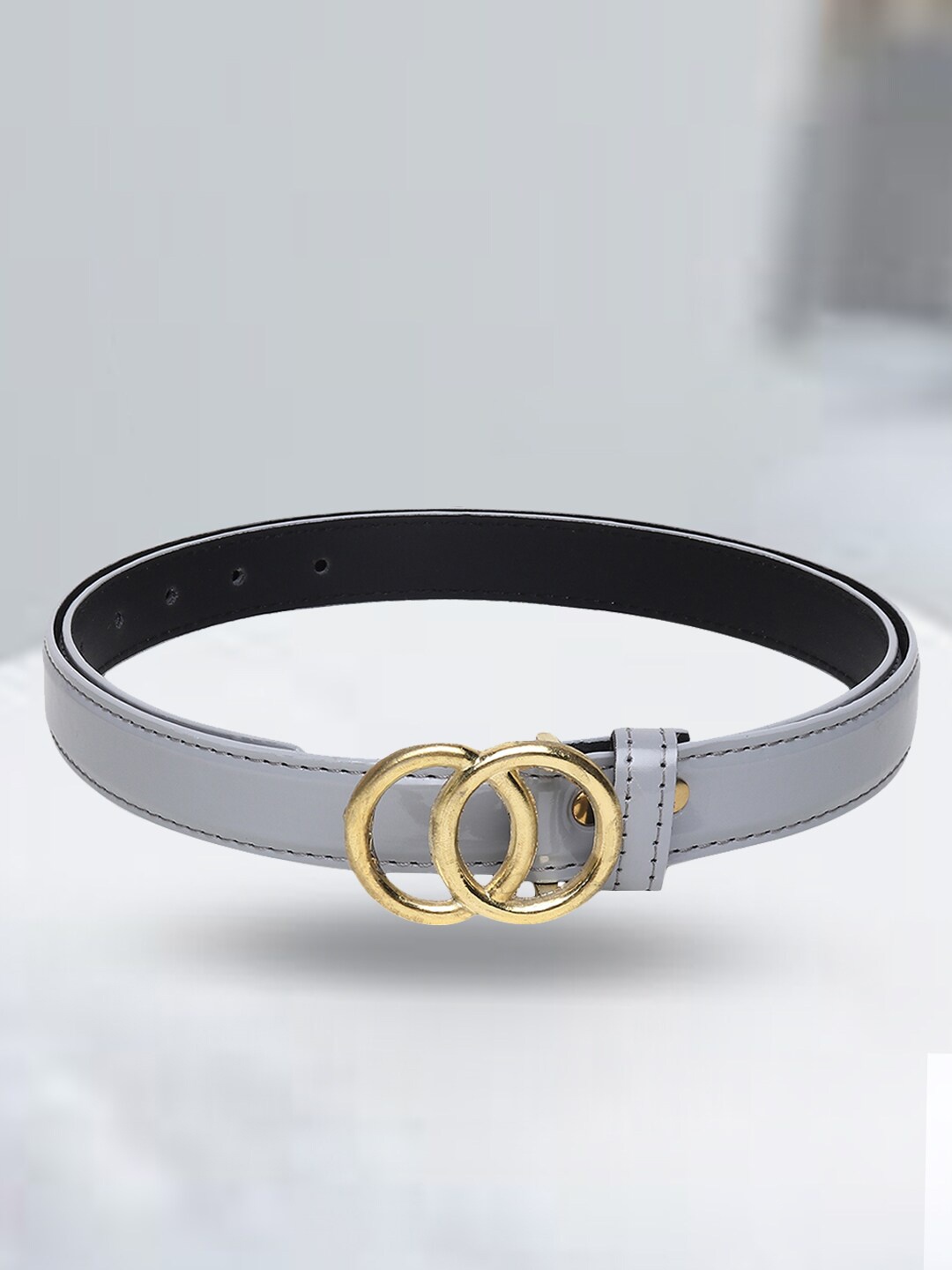 

DressBerry Women Grey Slim Push Pin Closure Belt