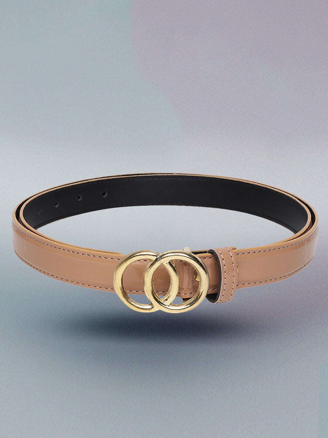 

DressBerry Women Tan Slim Push Pin Closure Belt