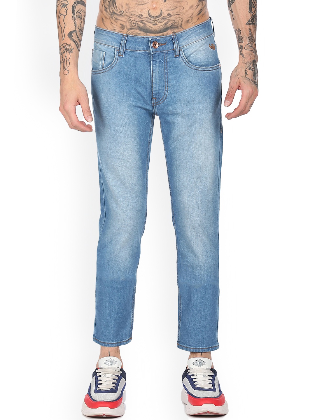 

Flying Machine Men Michael Tapered Fit Clean Look Light Fade Stretchable Jeans, Blue