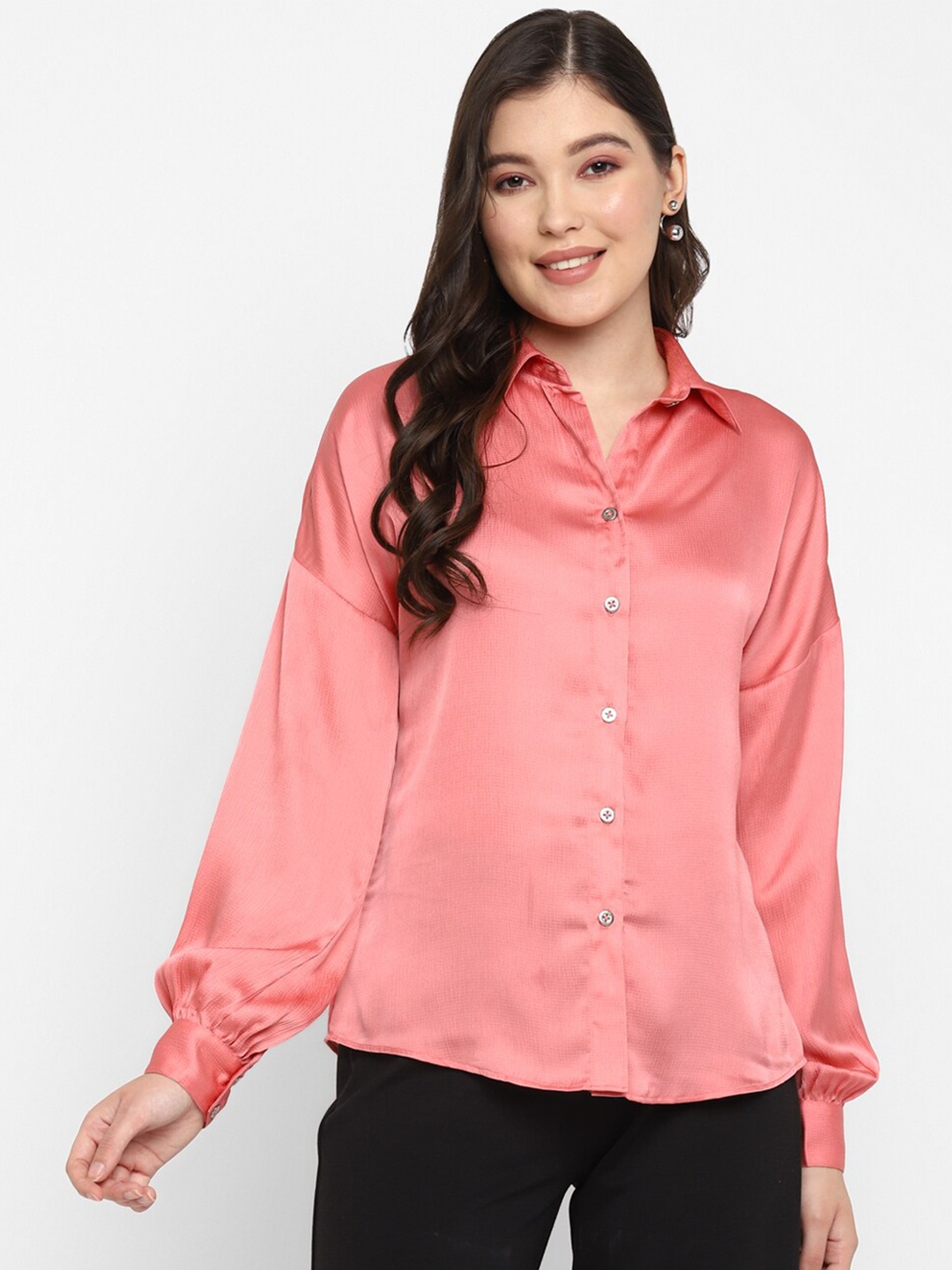 

Taurus Spread Collar Standard Regular Fit Opaque Casual Shirt, Pink