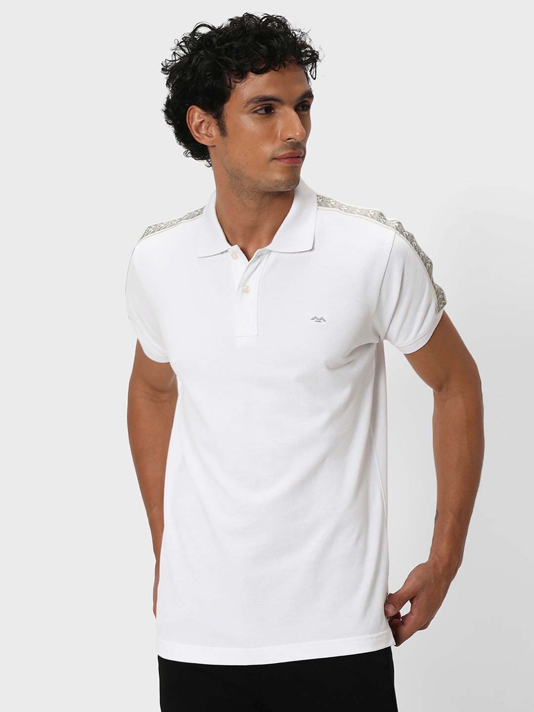 Mufti Polo Collar Slim Fit Pure Cotton Casual T-shirt, White