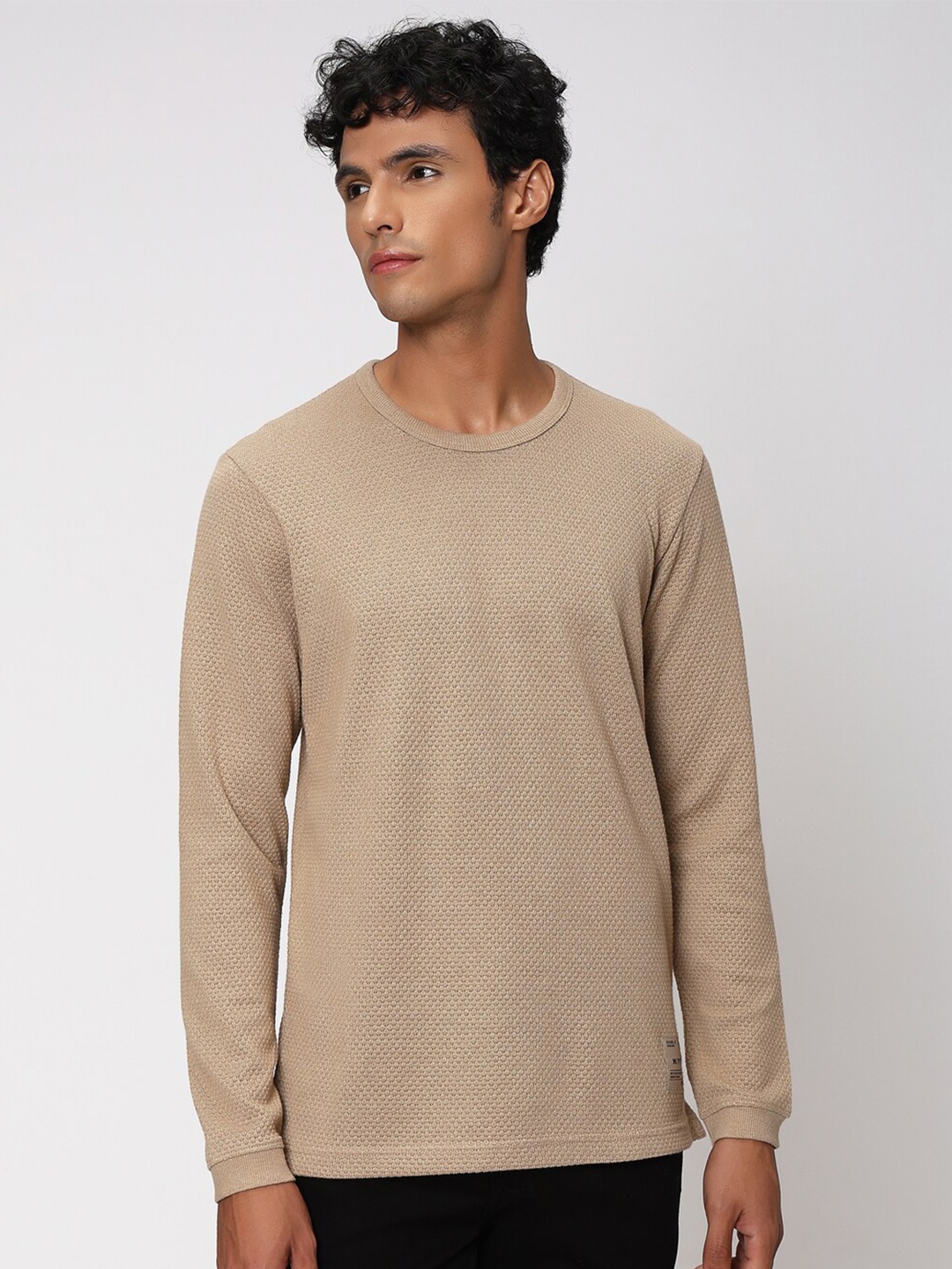 

Mufti Crew Neck Long Sleeves Slim Fit T-shirt, Beige