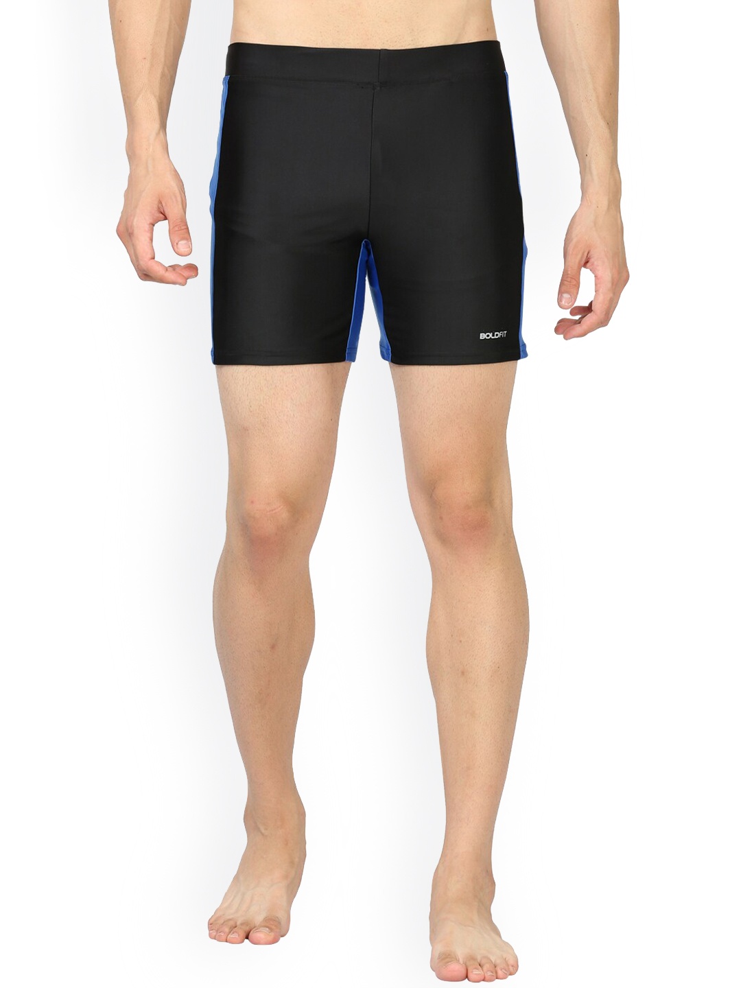 

BOLDFIT Men Mid-Rise Elasticity Swim Shorts, Black