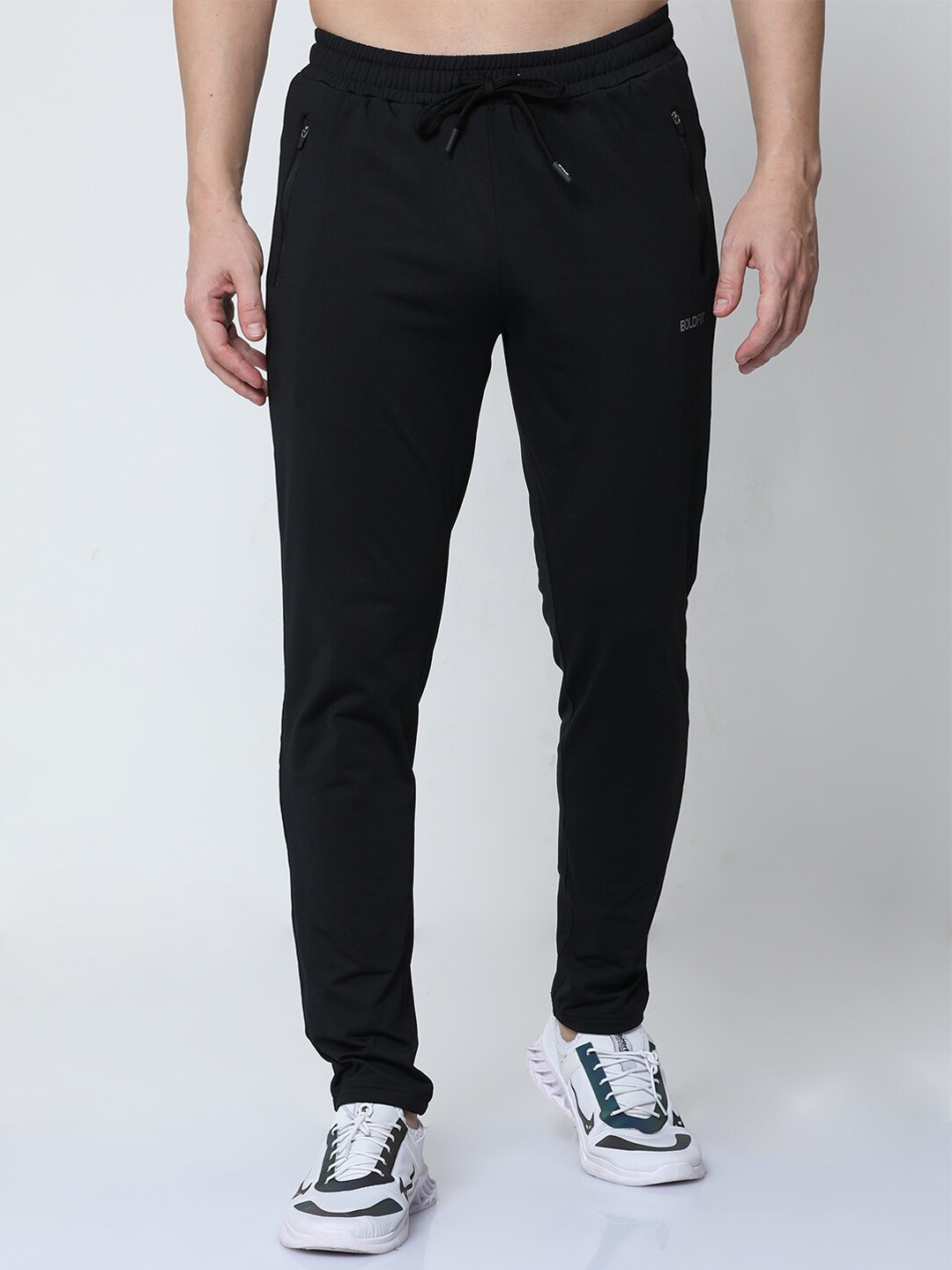 

BOLDFIT Men Slim Fit Mid-Rise Track Pants, Black