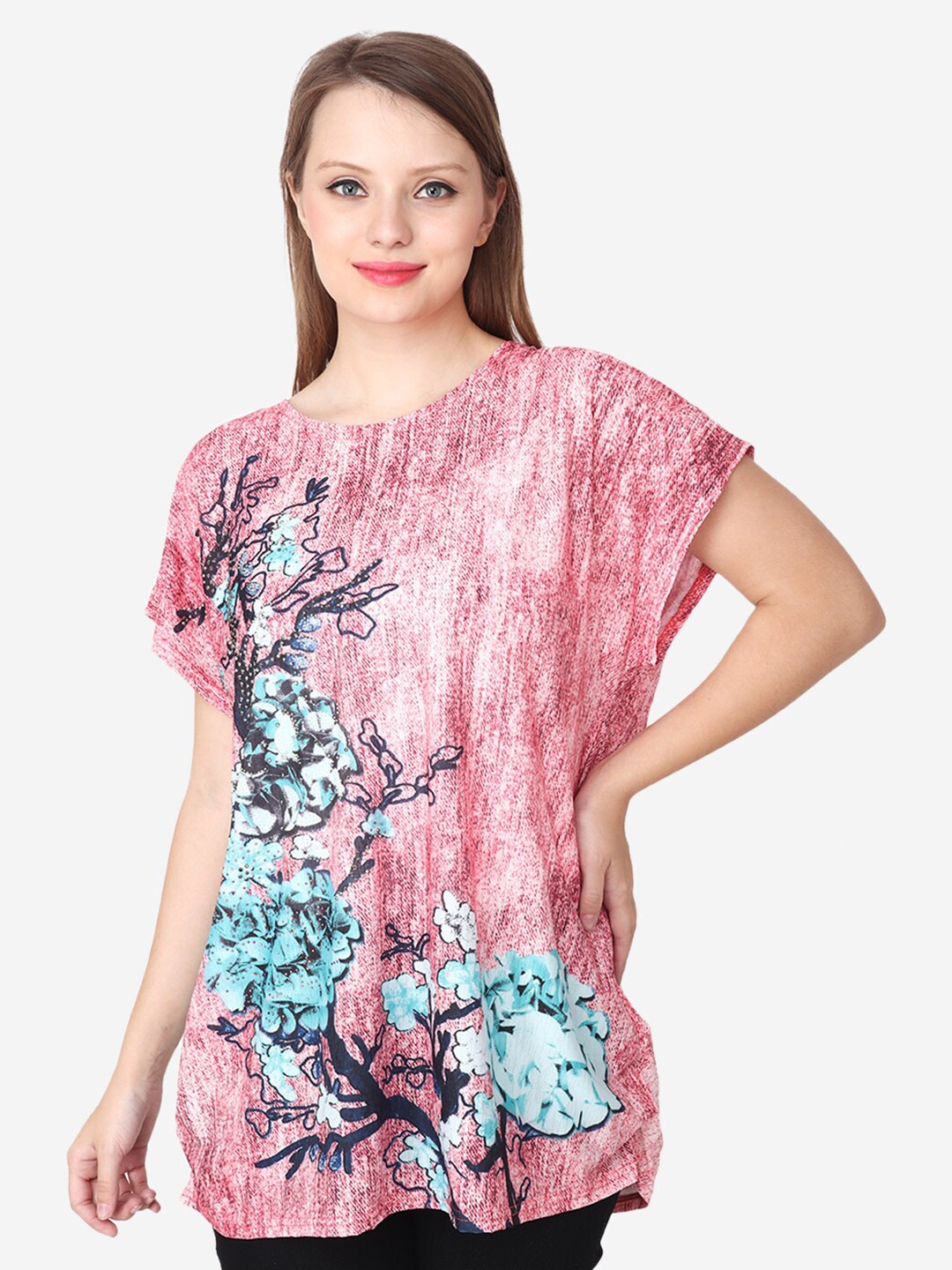 

Steele Floral Printed Extended Sleeves Top, Blue