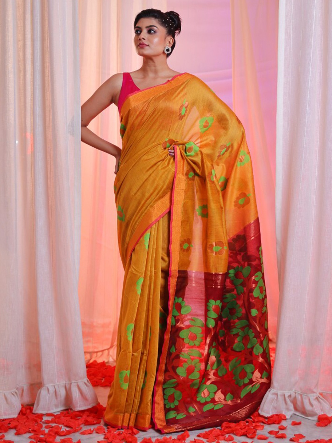 

Charukriti Woven Design Zari Saree, Yellow