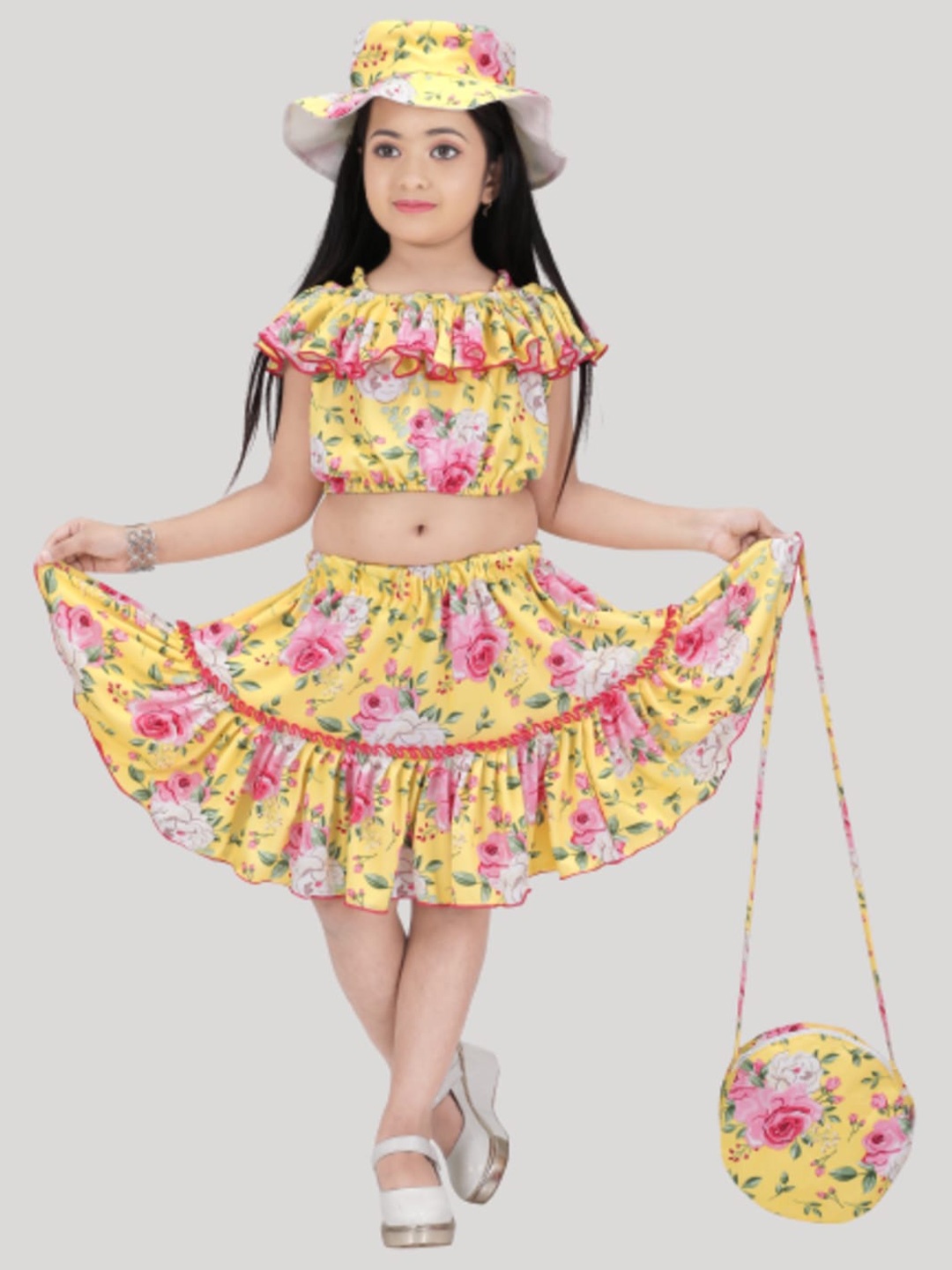 

BAESD Girls Floral Printed Pure Cotton Clothing Set, Yellow