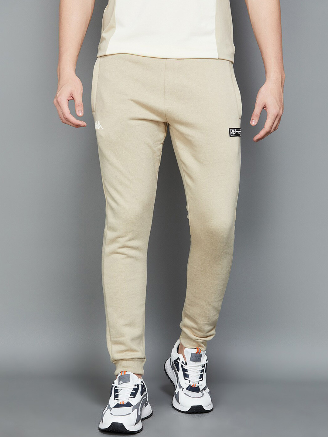 

Kappa Men Cotton Mid-Rise Joggers, Beige