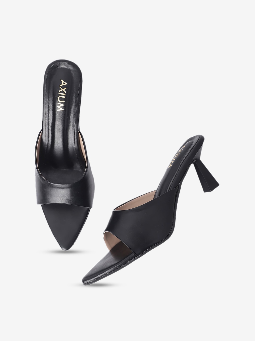 

AXIUM Open Toe Slim Heels, Black
