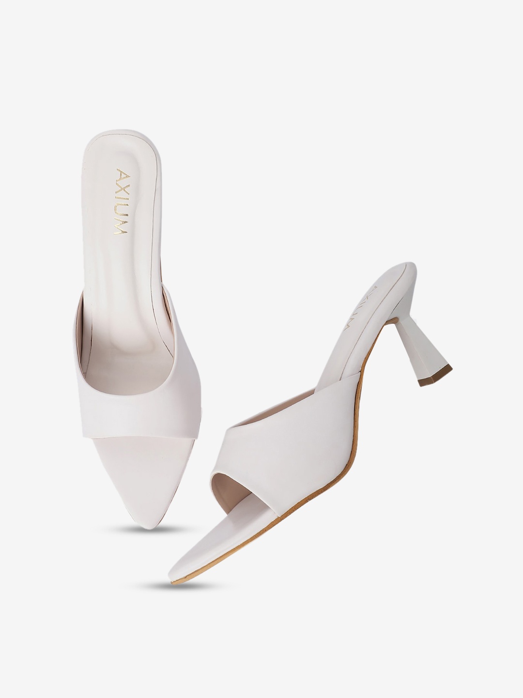 

AXIUM Open Toe Slim Heels, White