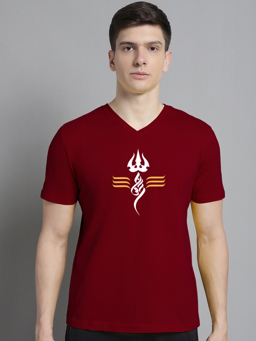 

FBAR Graphic Printed Cotton Slim Fit T-shirt, Maroon