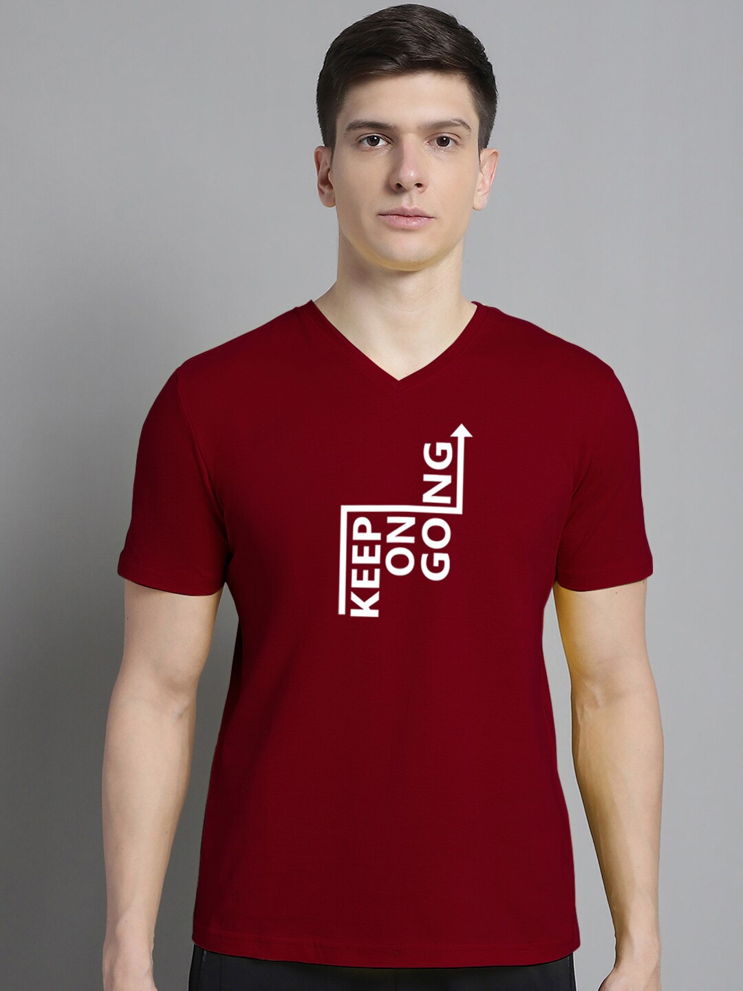 

FBAR Typography Printed Cotton Slim Fit T-shirt, Maroon