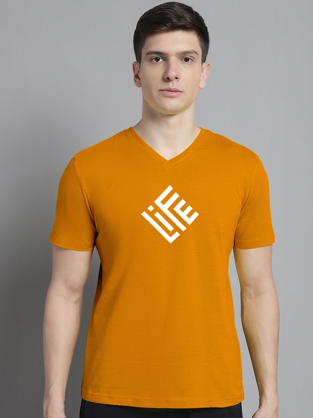 

FBAR Graphic Printed Slim Fit Cotton T-shirt, Gold