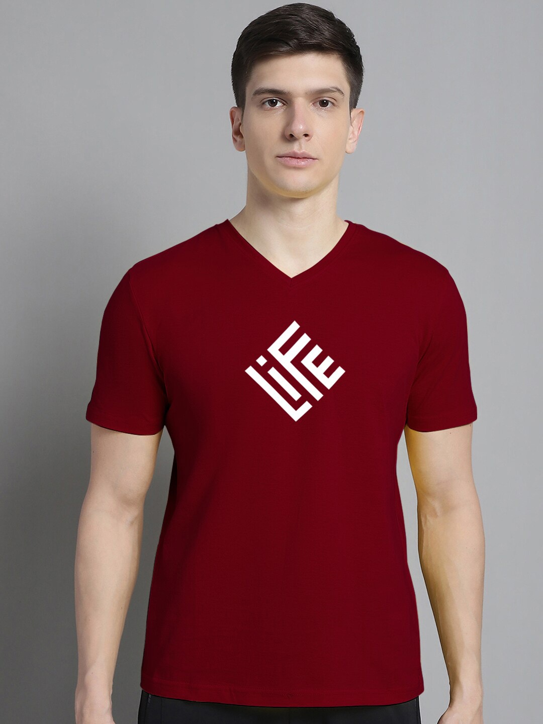 FBAR Graphic Printed Slim Fit Cotton T-shirt, Maroon