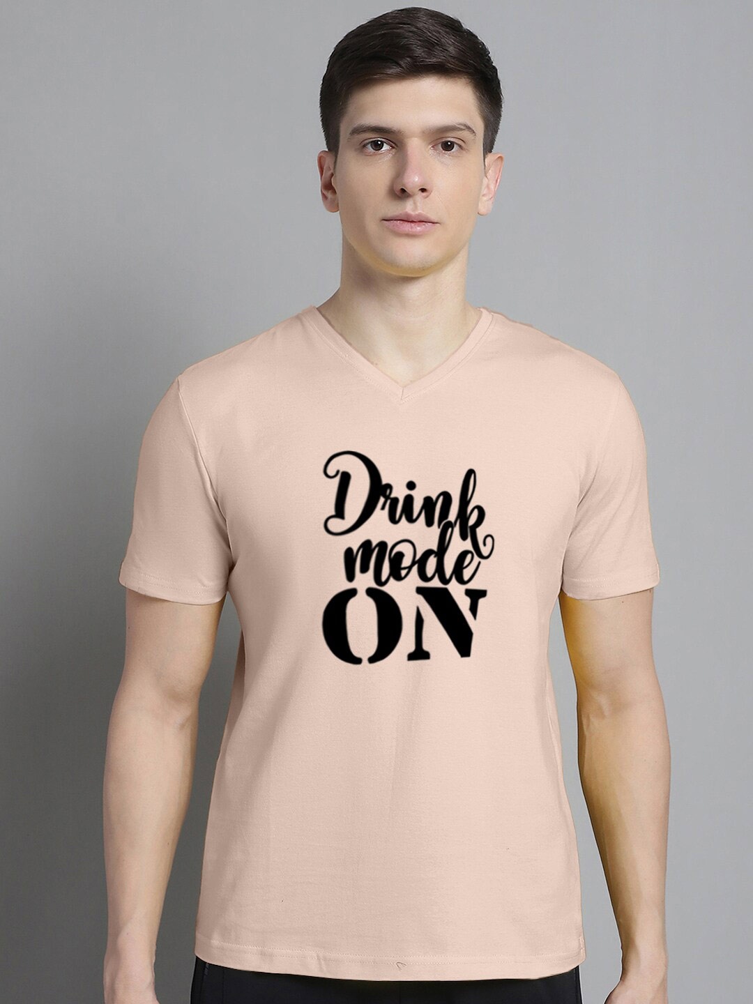 FBAR Typography Printed Slim Fit Cotton T-shirt, Coral