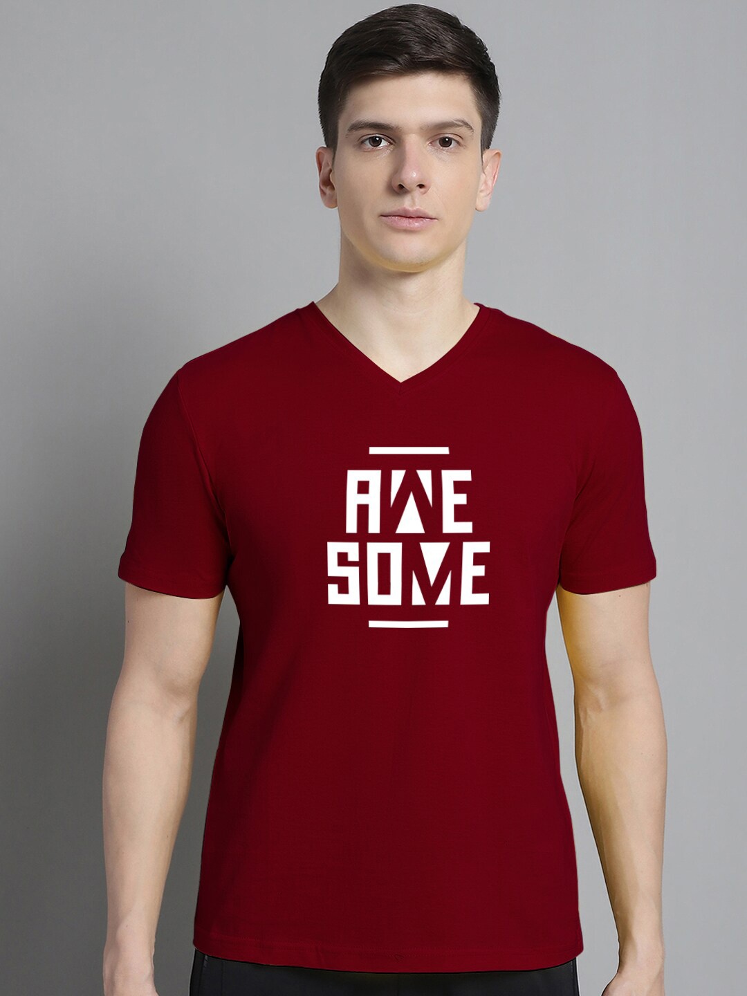 

FBAR Typography Printed Slim Fit Cotton T-shirt, Maroon