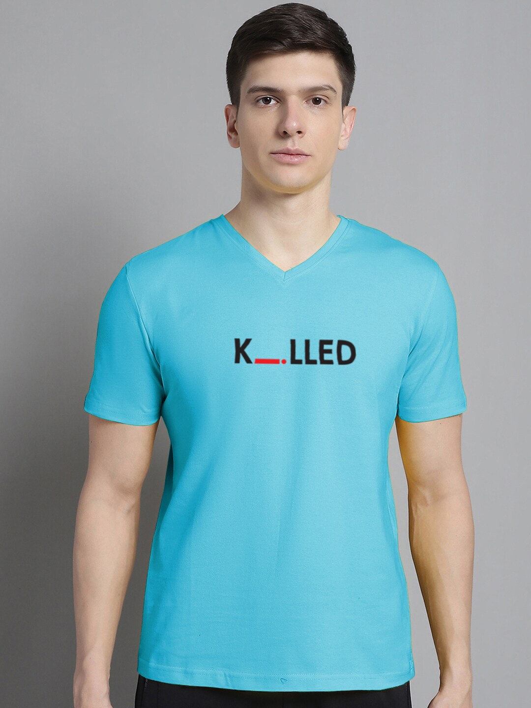 

FBAR Typography Printed Slim Fit Cotton T-shirt, Turquoise blue