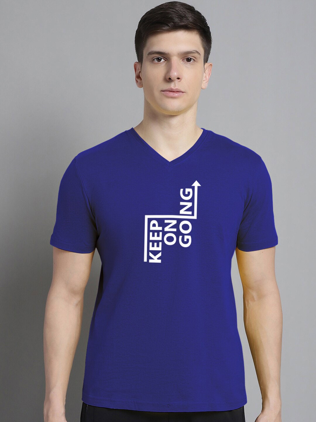 

FBAR Typography Printed Cotton Slim Fit T-shirt, Blue