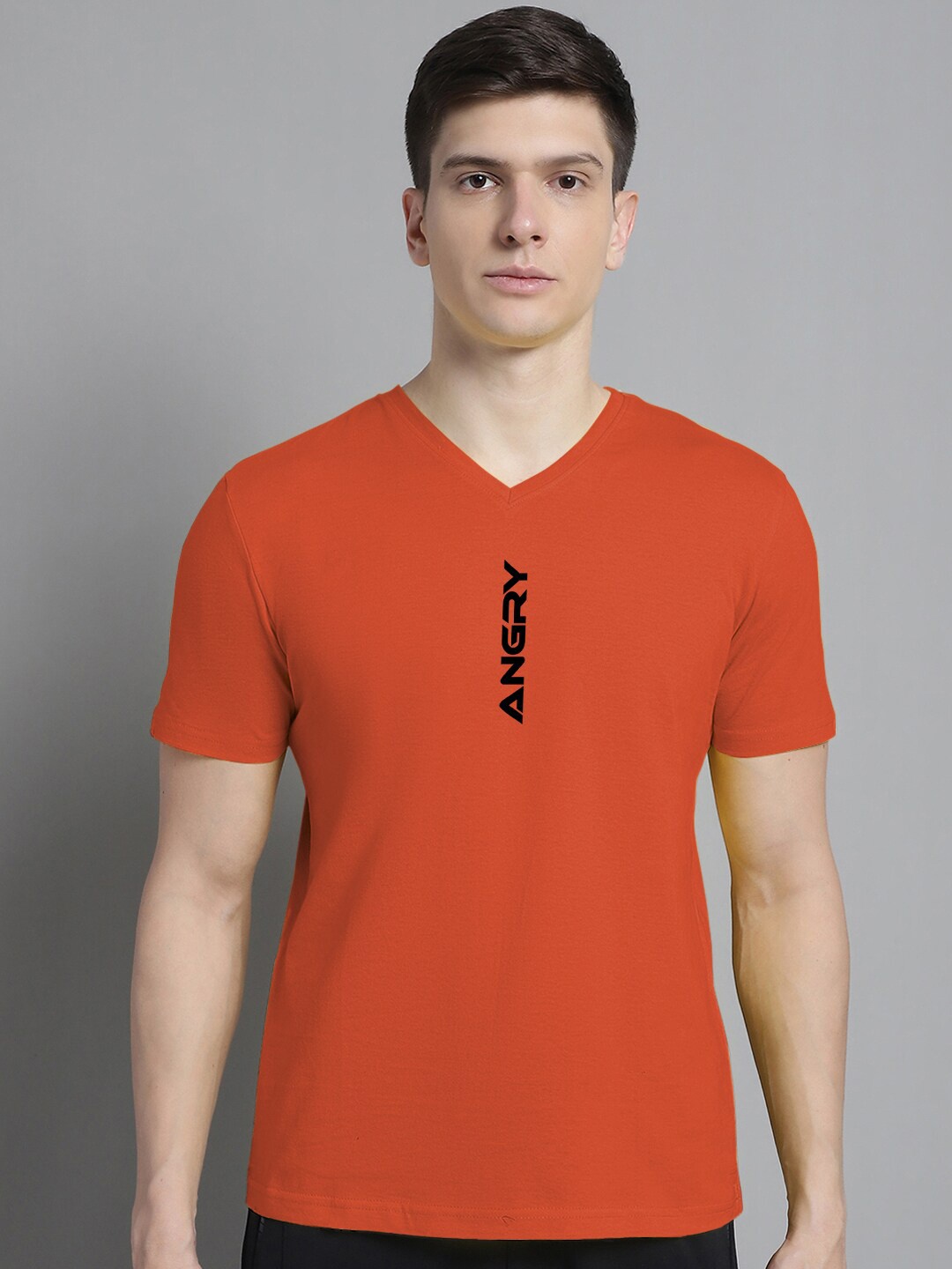 

FBAR Typography Printed Cotton Slim Fit T-shirt, Orange