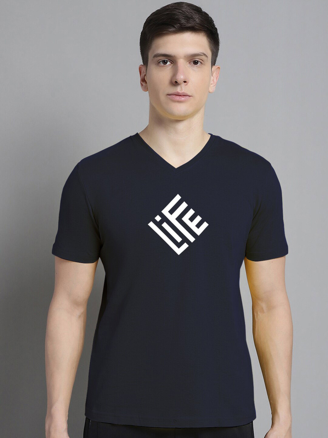 

FBAR Graphic Printed Cotton Slim Fit T-shirt, Navy blue