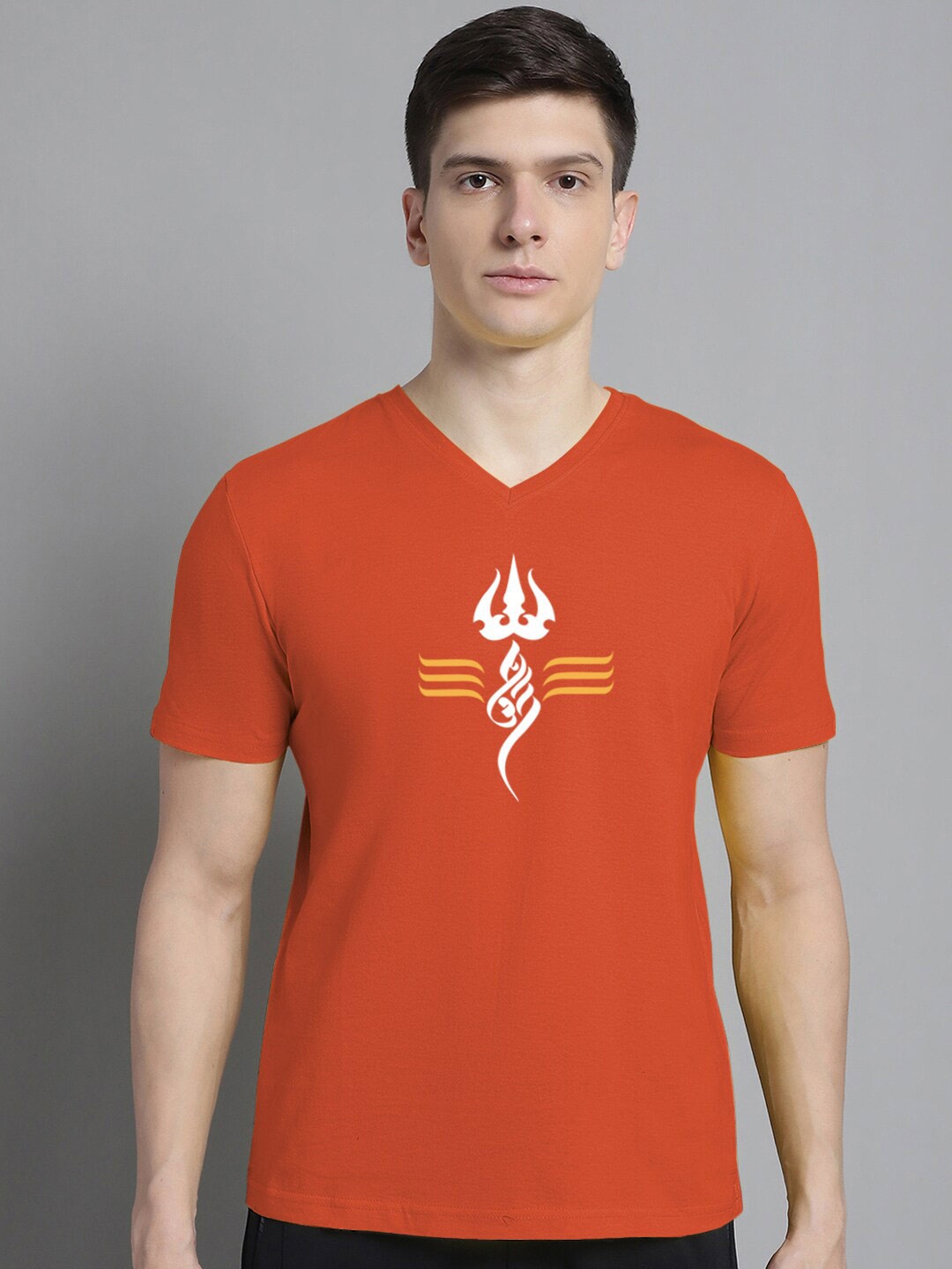 

FBAR Graphic Printed Round Neck Slim Fit Cotton Regular T-shirt, Orange