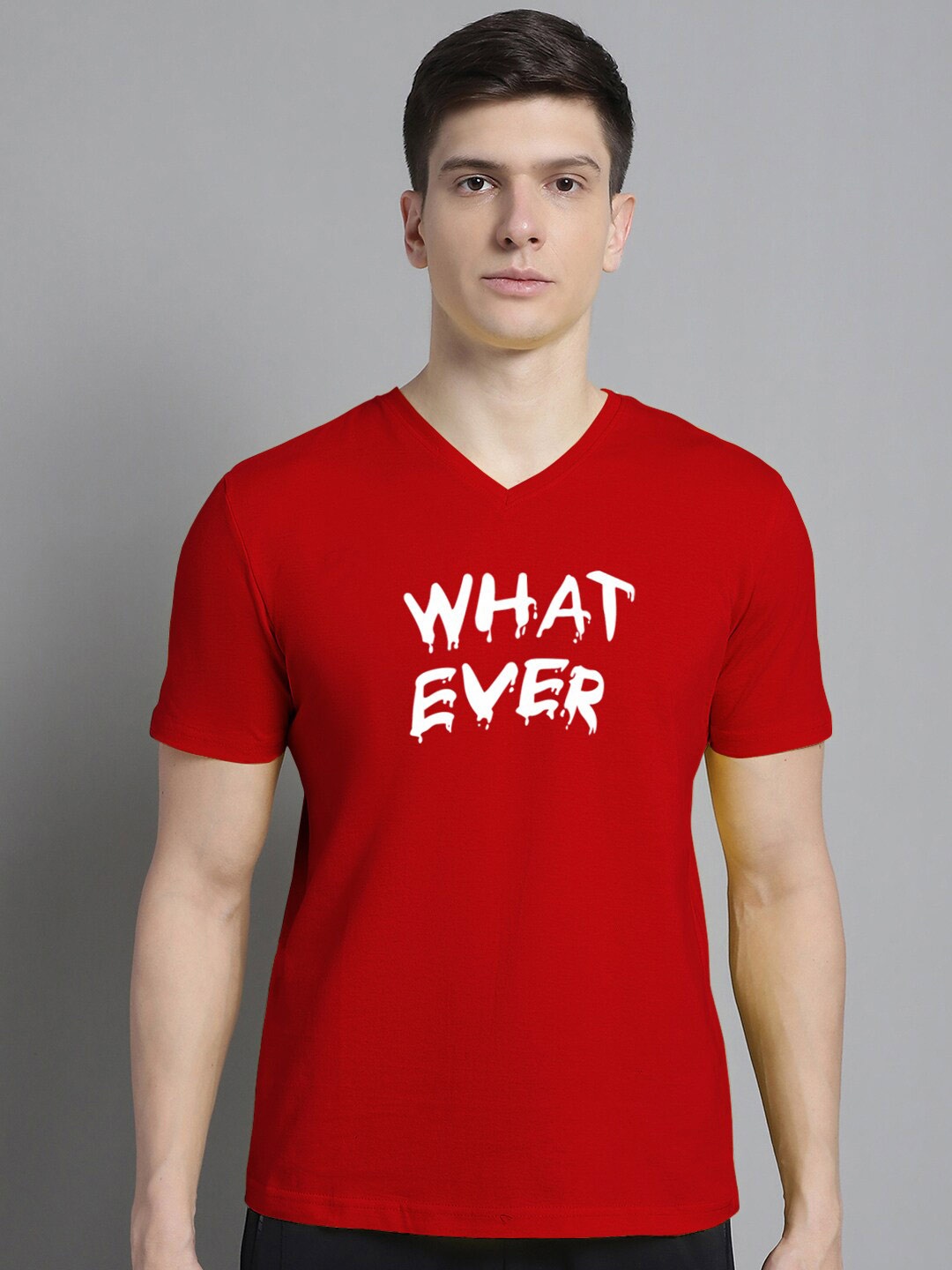 

FBAR Typography Printed Round Neck Slim Fit Cotton Regular T-shirt, Red