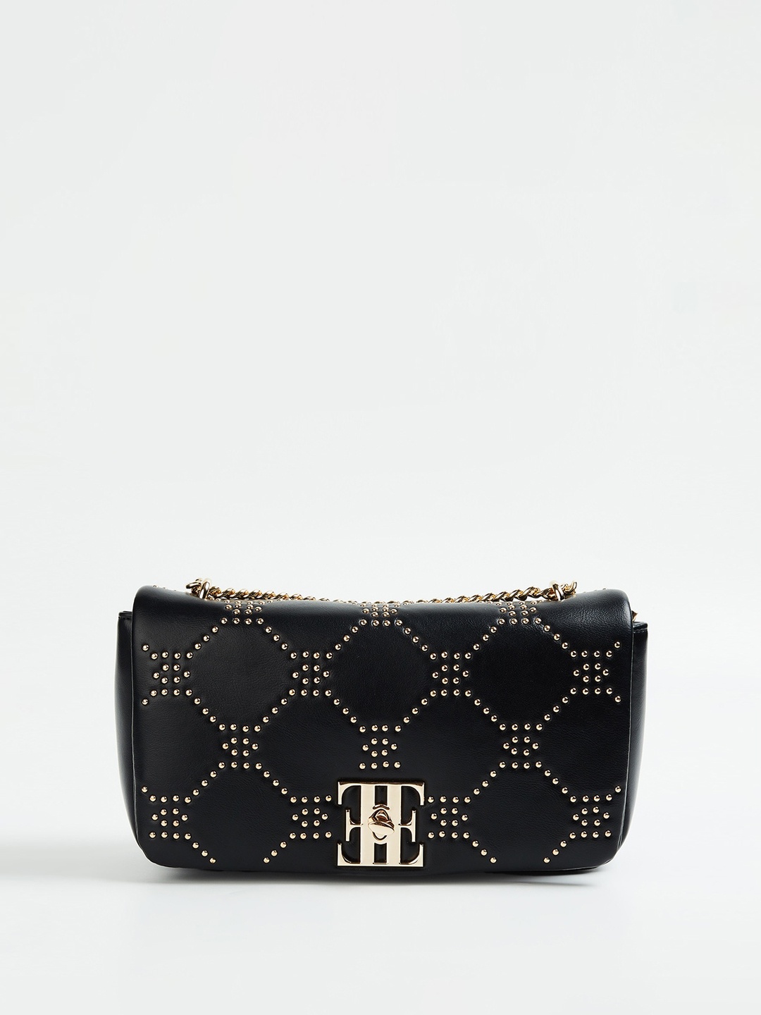

ELLE Embellished Structured Sling Bag, Black