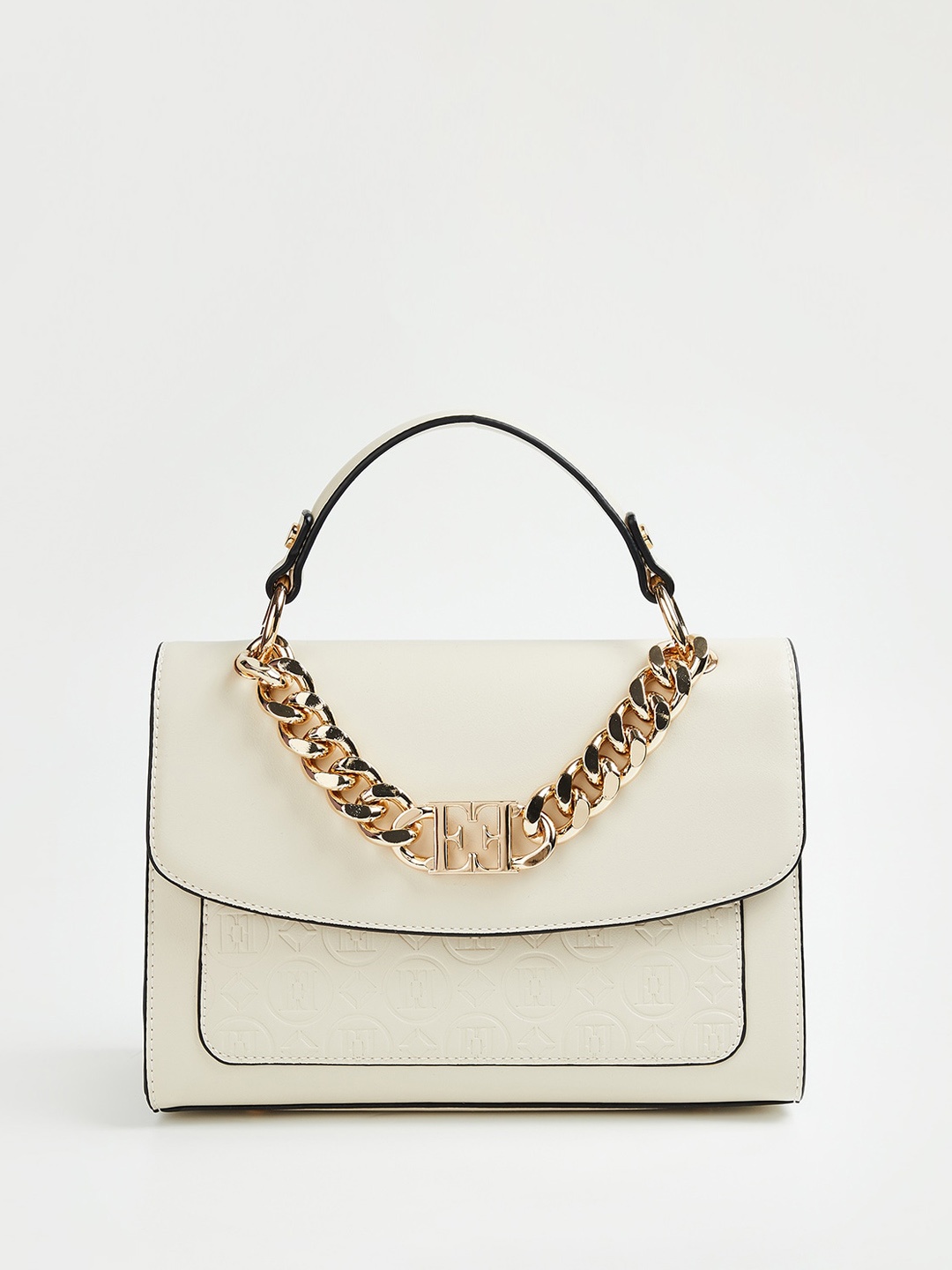 

ELLE Embellished Structured Satchel, Off white