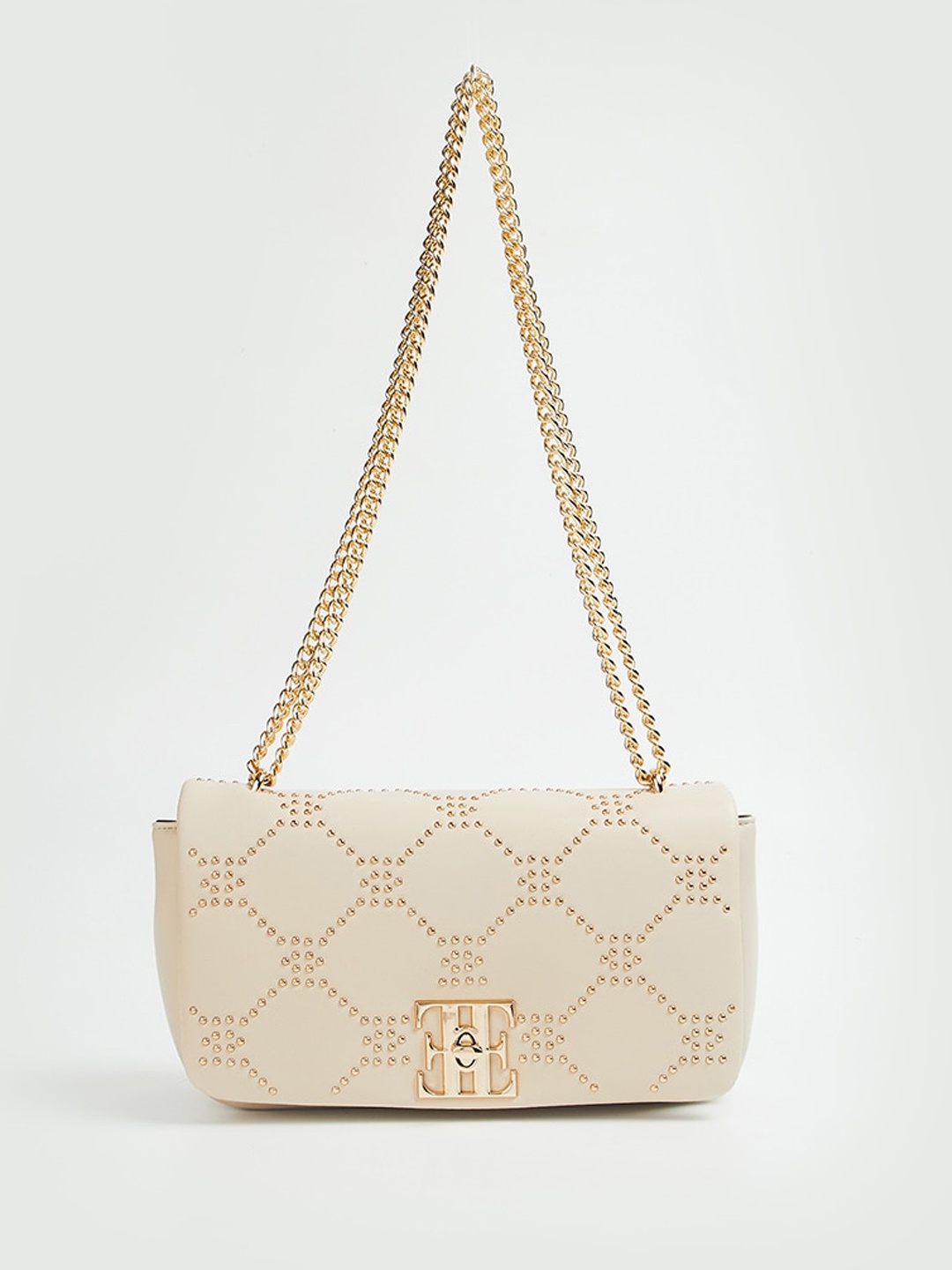 

ELLE Textured Structured Handheld Bag, Beige