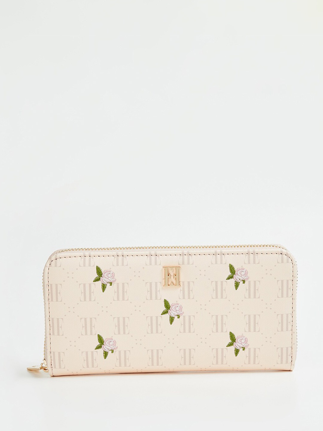 

ELLE Women Floral Printed Zip Around Wallet, Beige