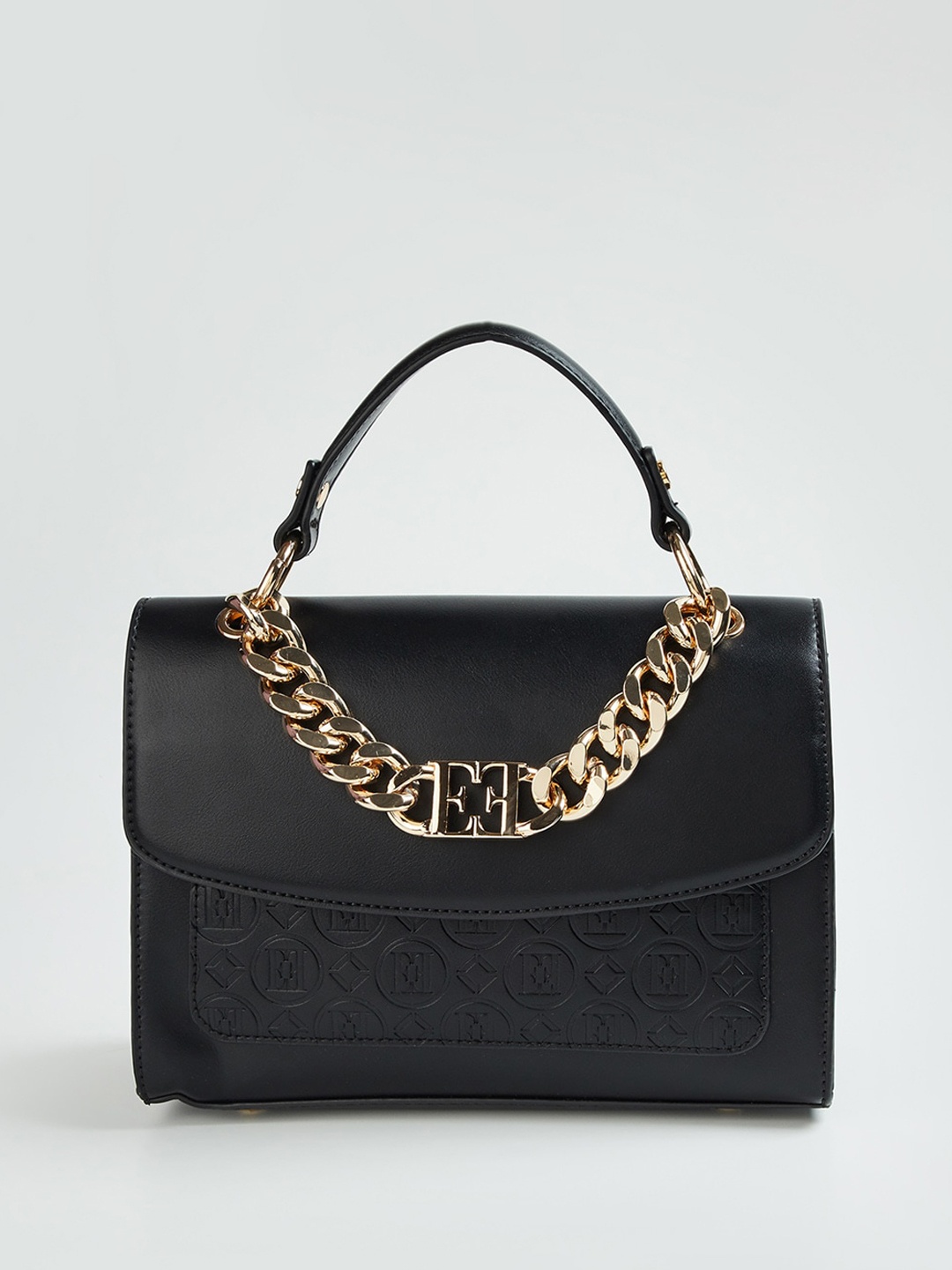 

ELLE Textured Structured Satchel, Black