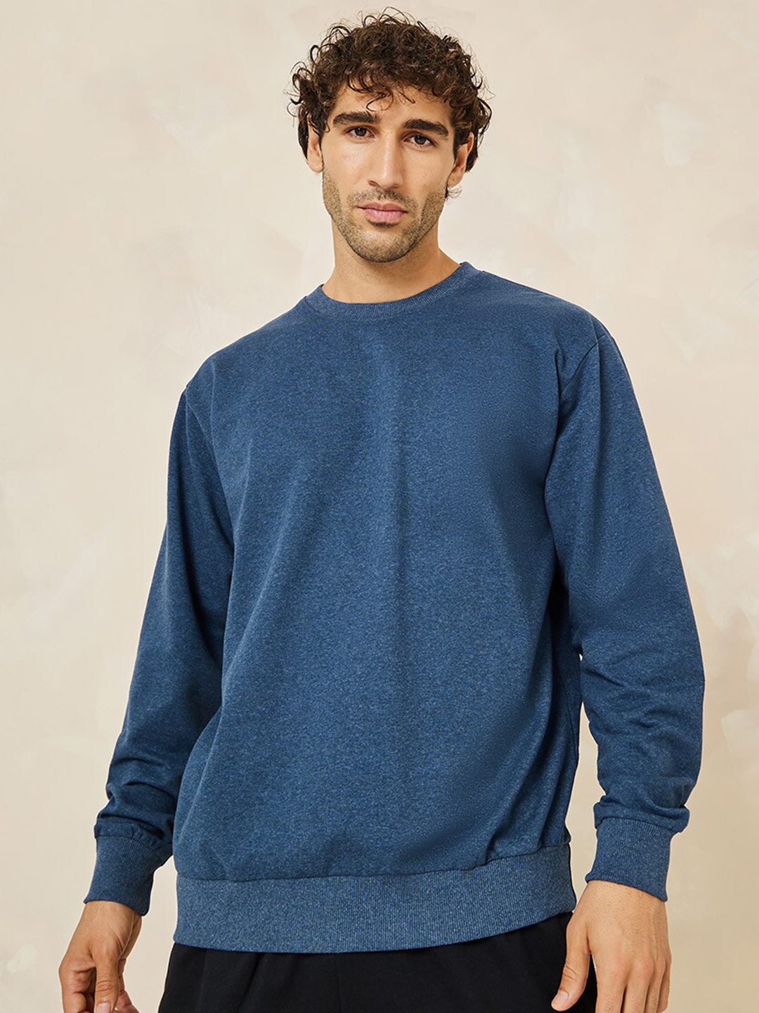 

Styli Relaxed Fit Cotton Terry Sweatshirt, Blue