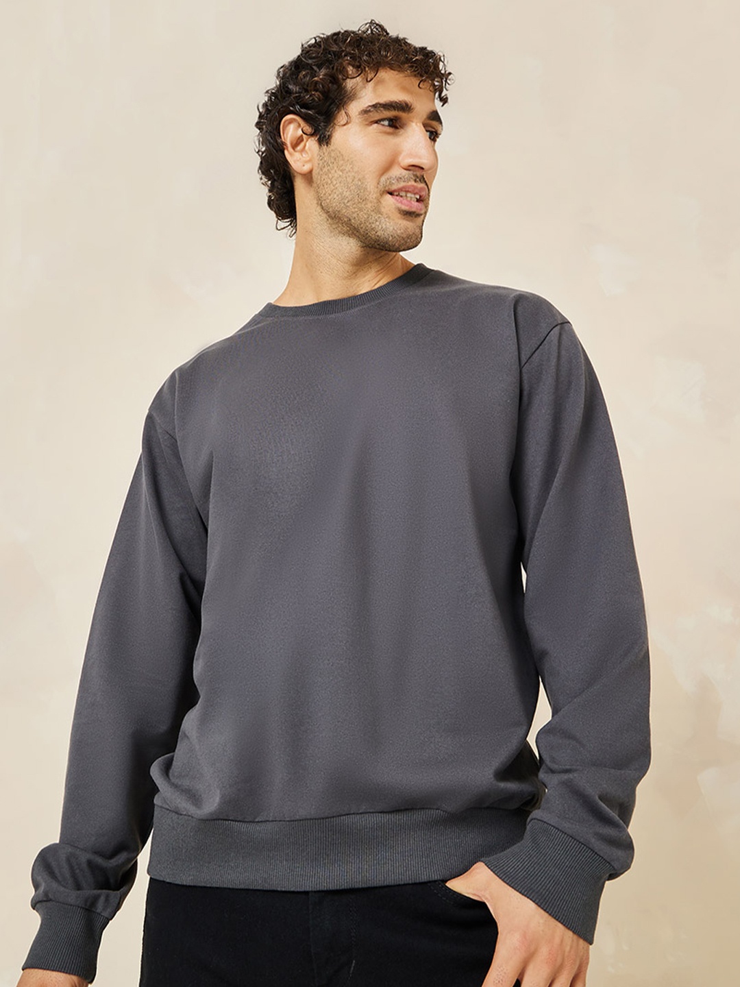 

Styli Relaxed Fit Cotton Terry Sweatshirt, Charcoal