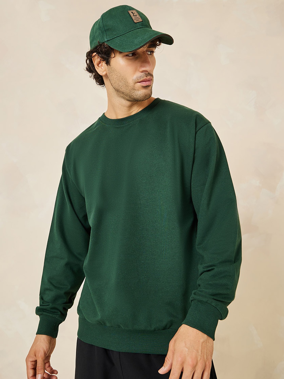 

Styli Relaxed Fit Cotton Terry Sweatshirt, Green