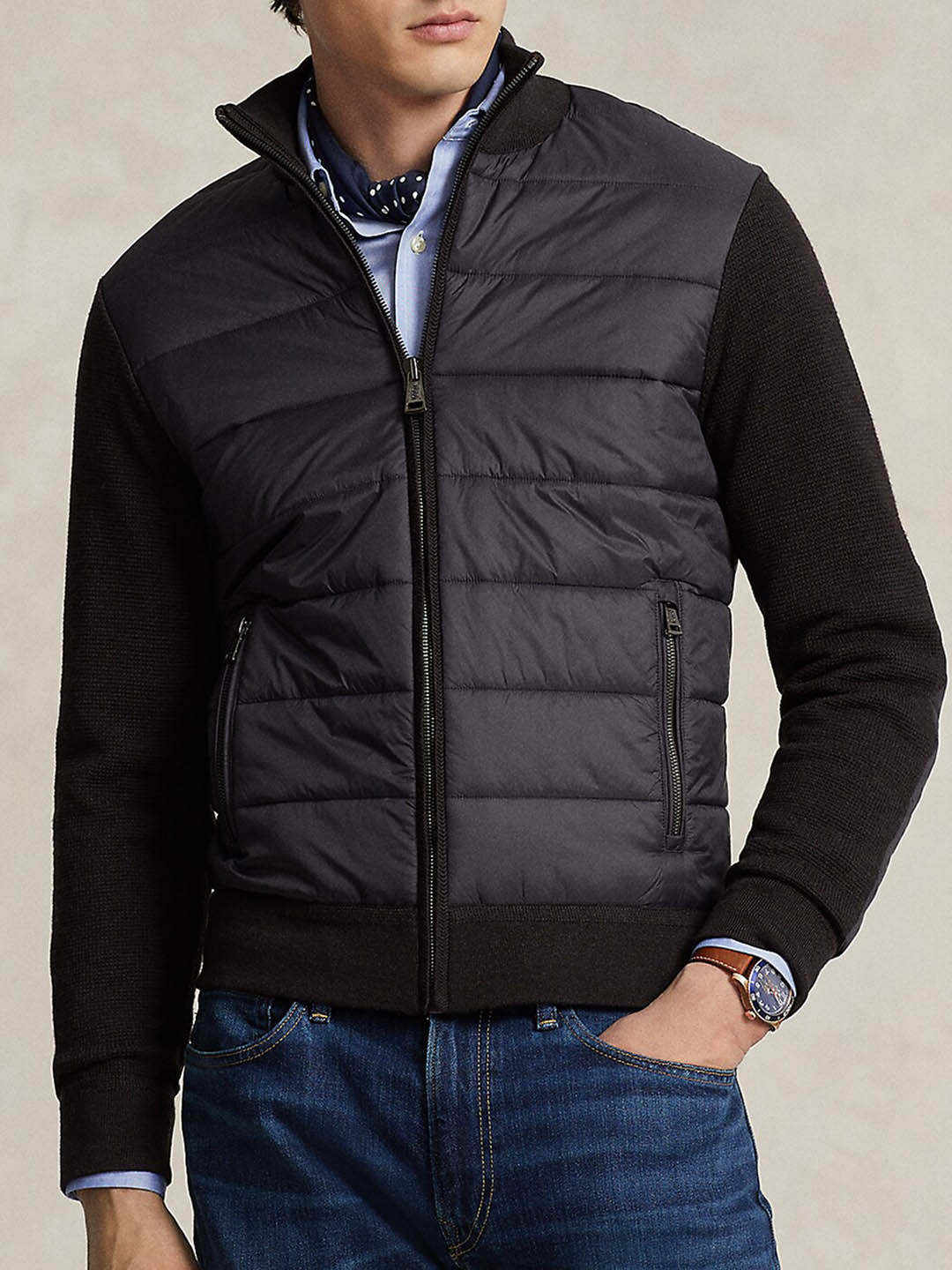 

Polo Ralph Lauren Mock Collar Padded Jacket, Brown