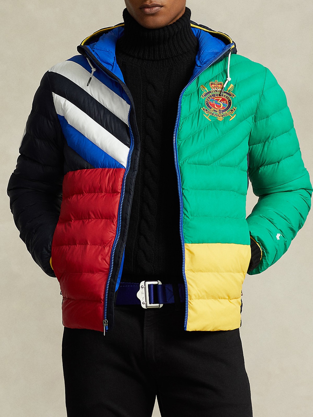 

Polo Ralph Lauren Colourblocked Water-Repellent Hooded Puffer Jacket, Green