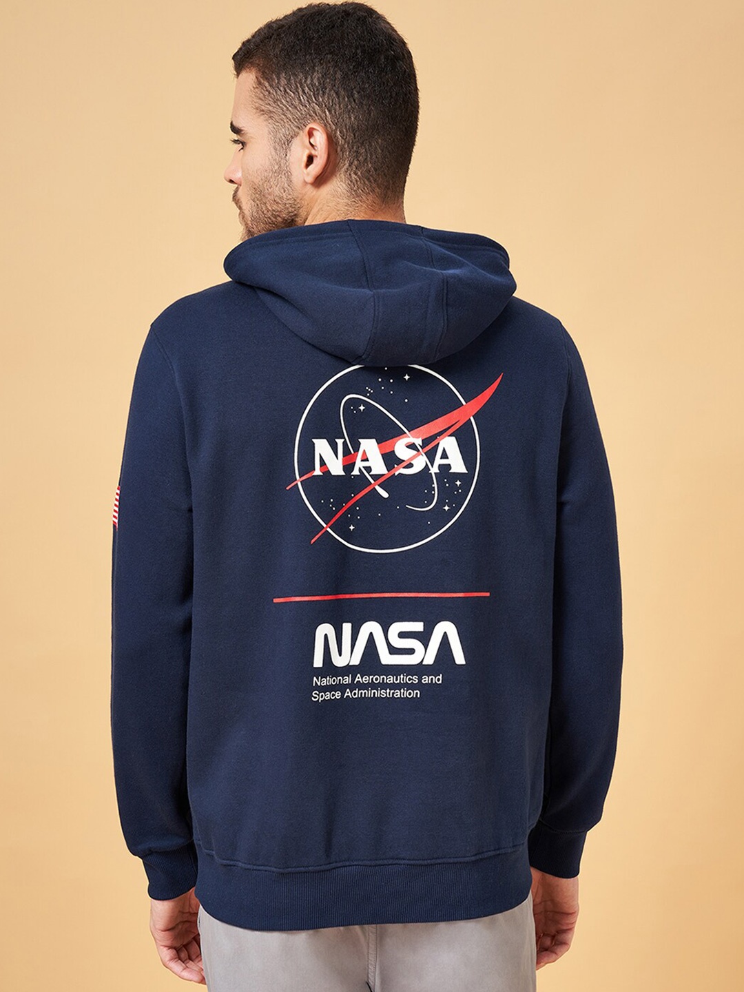

Urban Ranger by pantaloons Typography Printed Hooded Cotton Pullover, Navy blue
