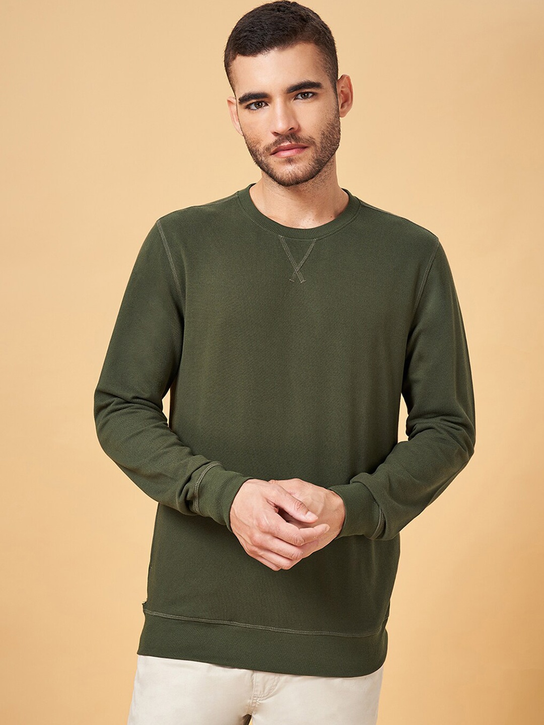 

Urban Ranger by pantaloons Round Neck Sweatshirt, Olive