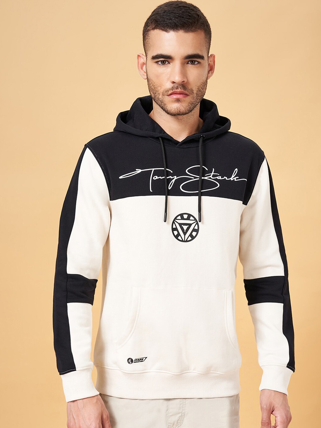 

Urban Ranger by pantaloons Colourblocked Hooded Pullover Sweatshirt, Off white
