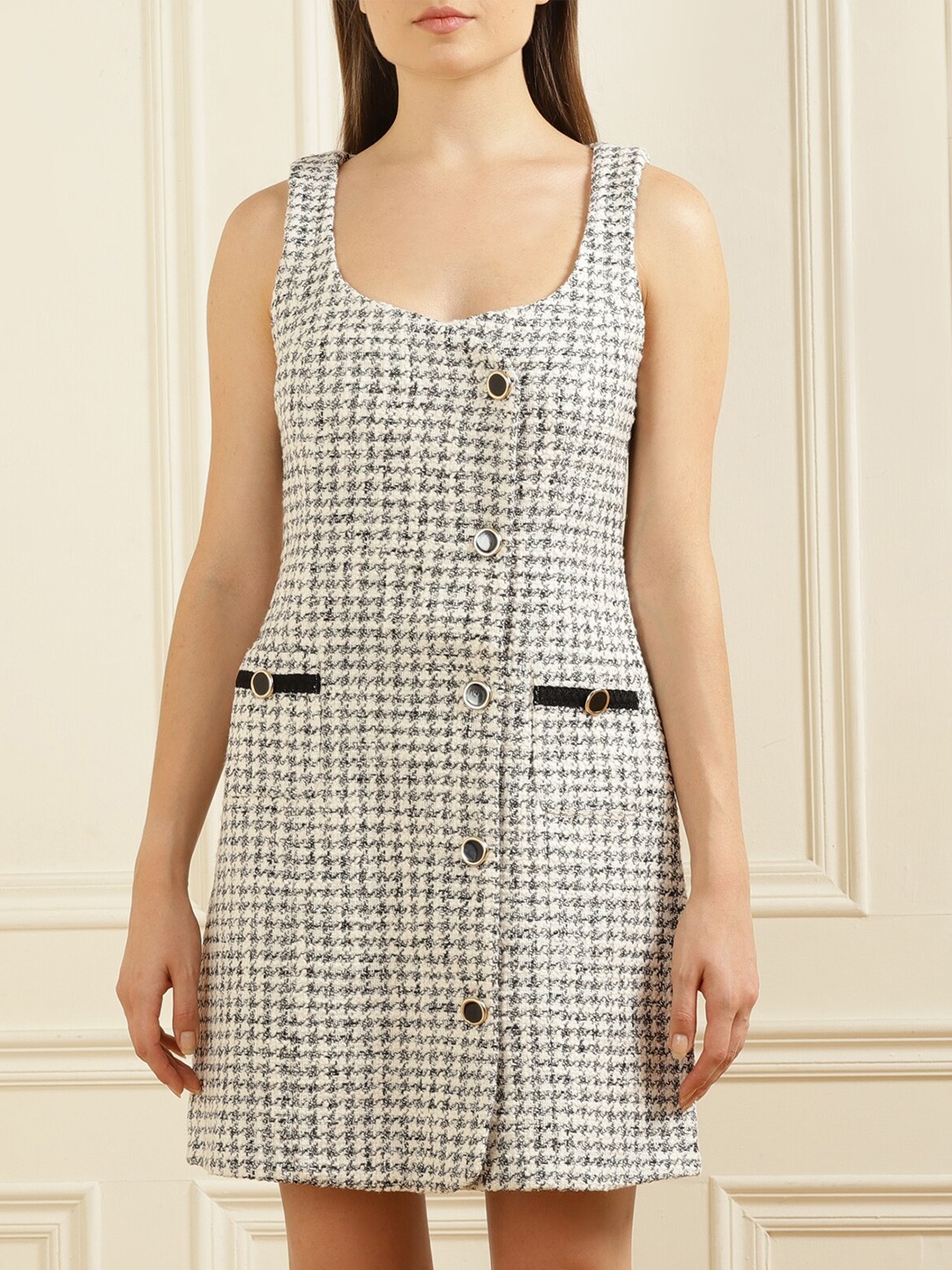 

Ted Baker Checked A-Line Dress, White