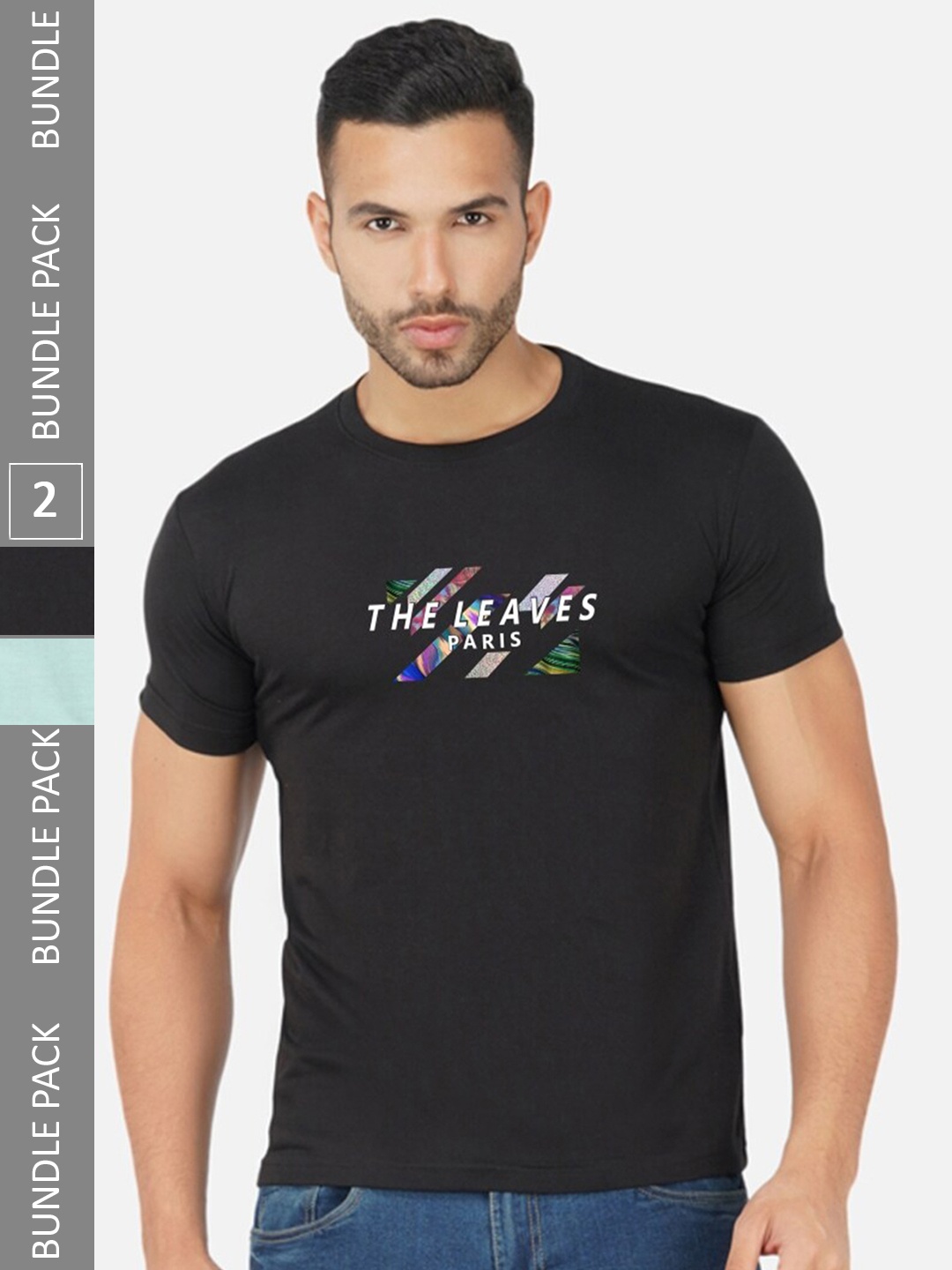 

CHOZI Pack Of 2 Printed Cotton T-shirt, Black