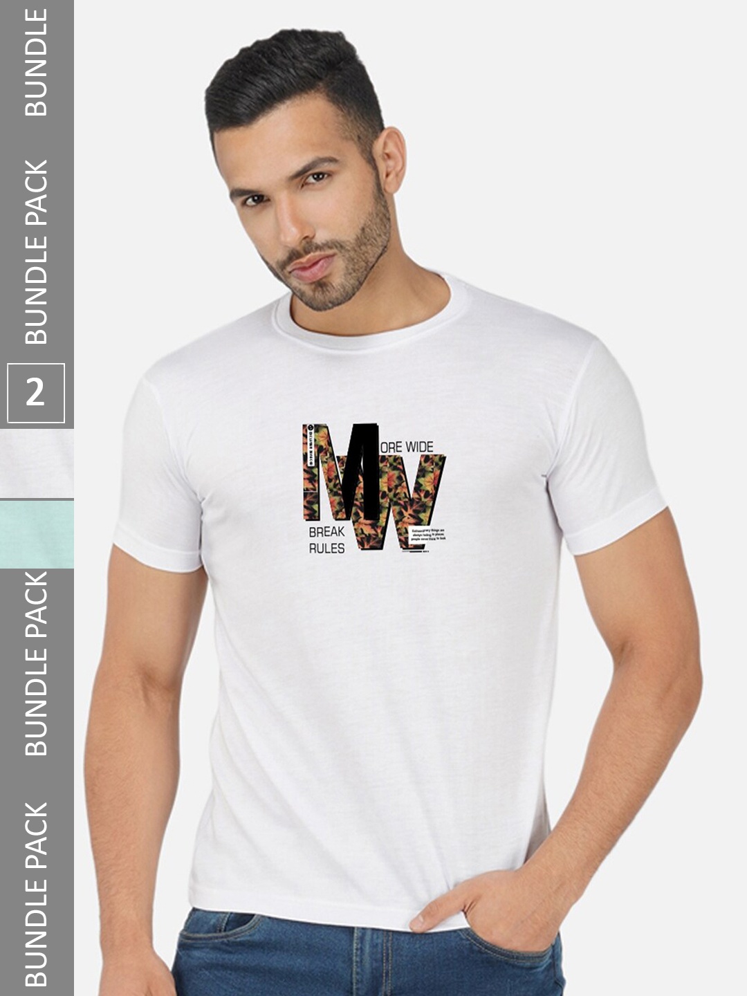 

CHOZI Pack Of 2 Printed Cotton T-shirt, White