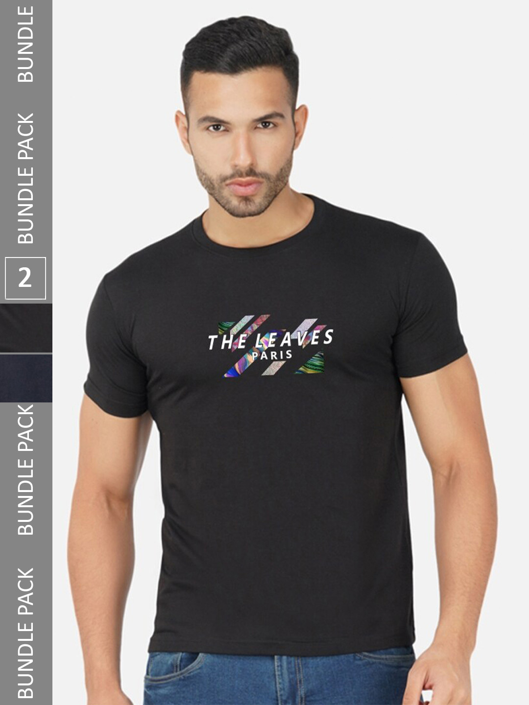 

CHOZI Pack Of 2 Printed Cotton T-shirt, Black